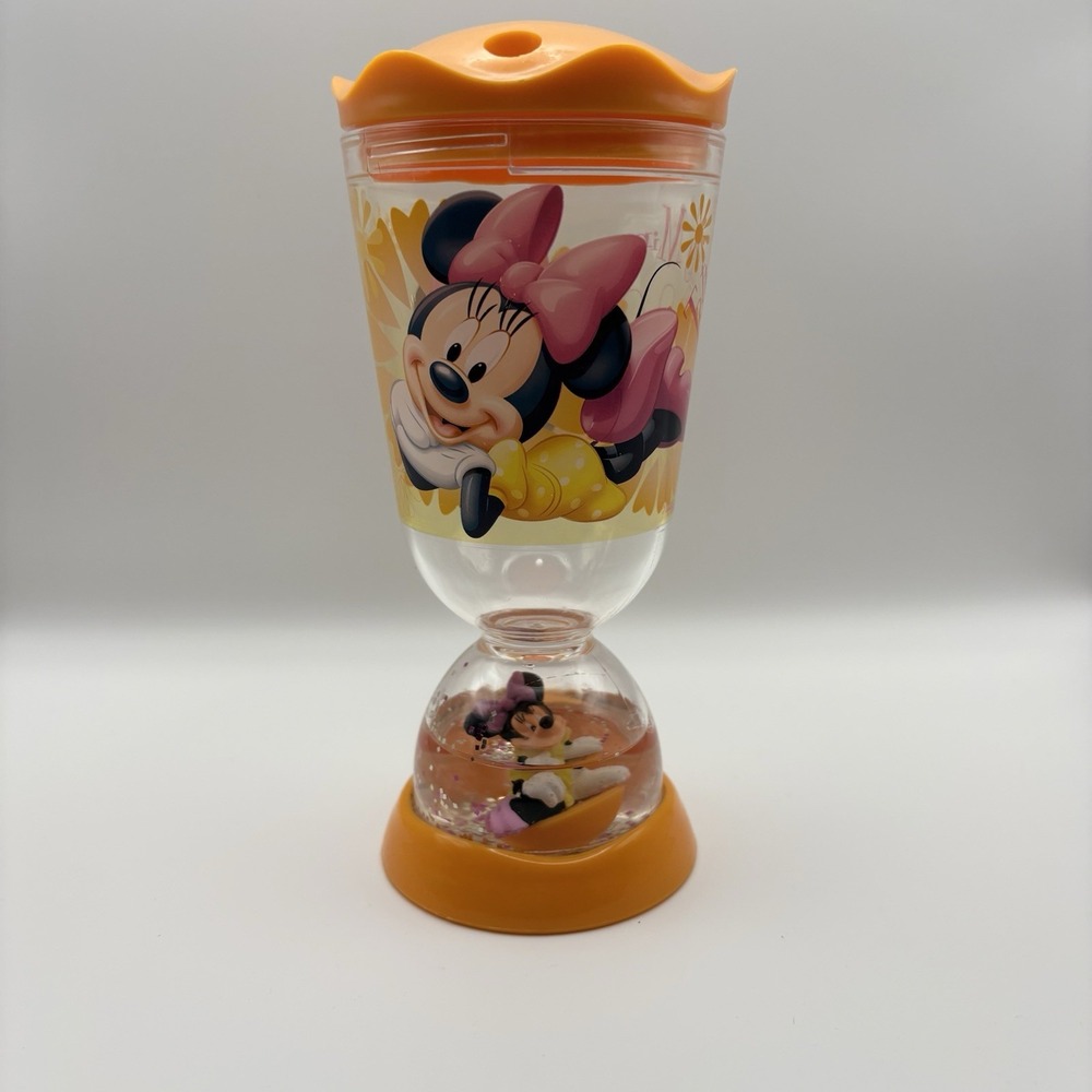 Disney Minnie Mouse Tumbler Printed Orange Snow Globe Screw-top‎ Lid 8oz